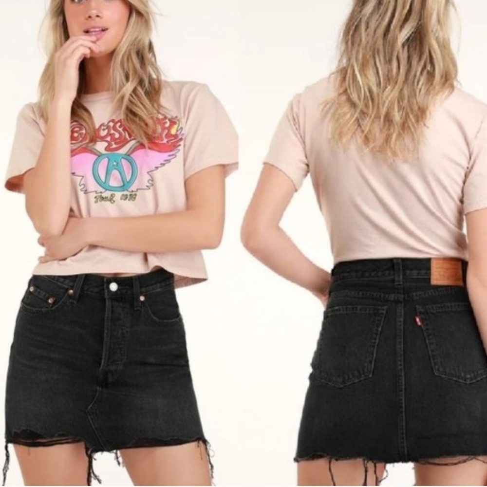 LEVI'S Deconstructed Black Cutoff Denim Skirt